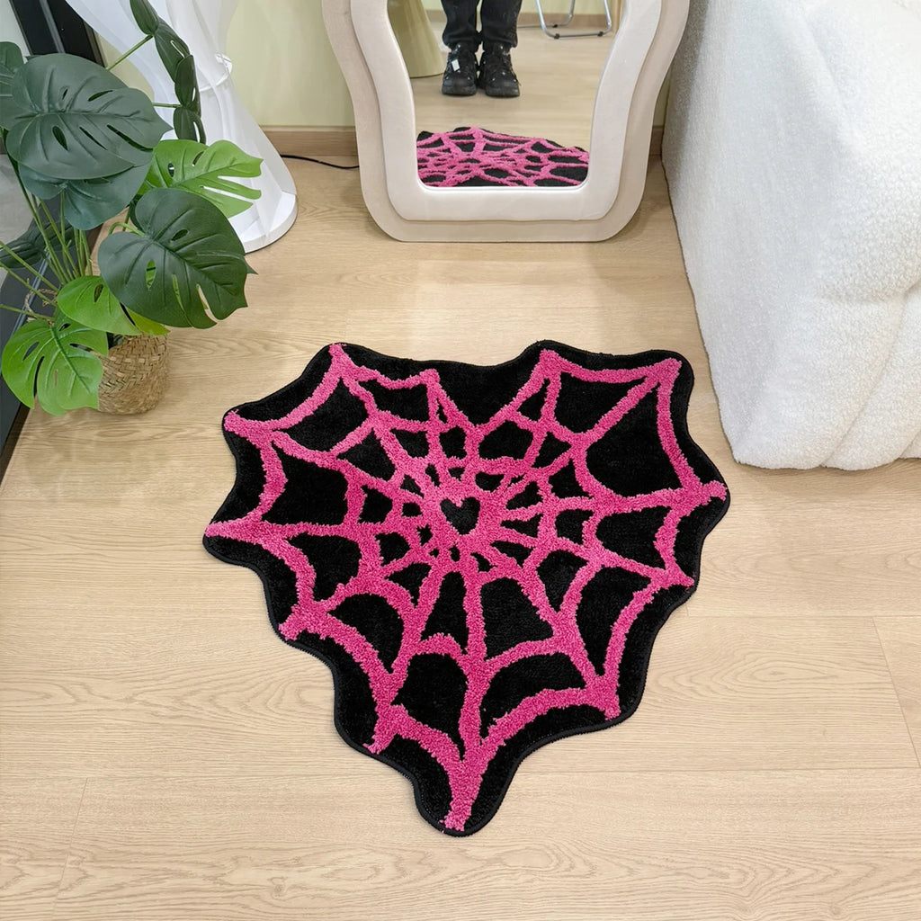 Herzförmiger Spider Web Teppich Weich und Rutschfest 
