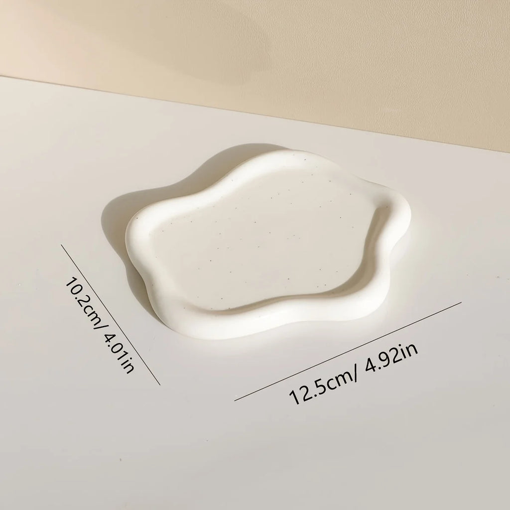 1Pv Ceramic Jewelry Tray, Cloud Shape Trinket Dish Vanity Organizer Tray for Jewelry, Ring Trinket Dish, Key Tray Jewelry Holder