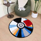 Runder CD Design Teppich Weich Rutschfest Moderner Wohn Teppich