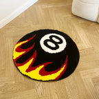 8 Ball Flammen Teppich Weich und Rutschfest