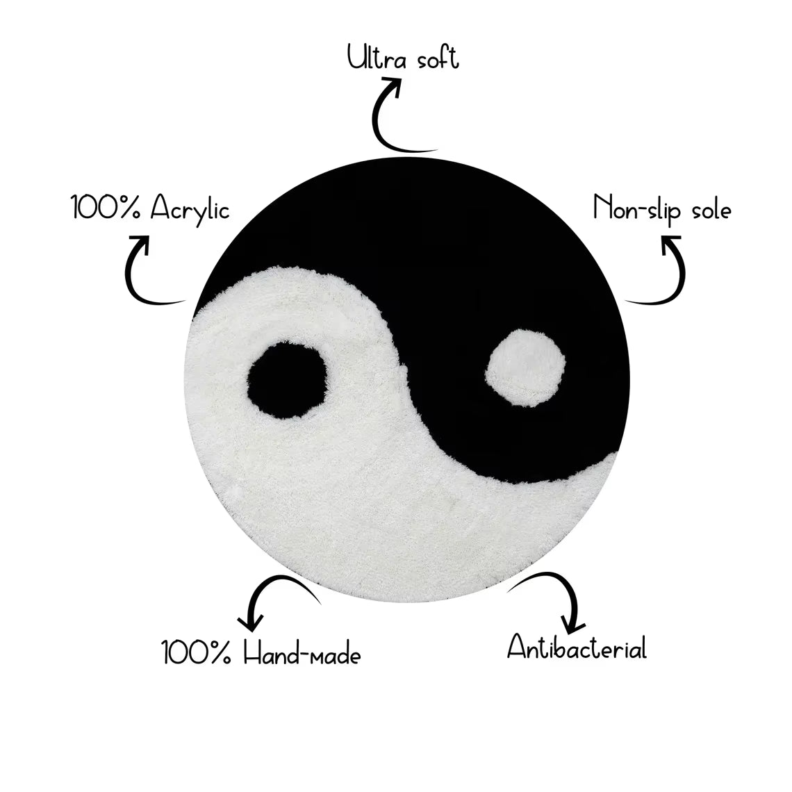 Yin and Yang Symbol Teppich Flauschig Rutschfest