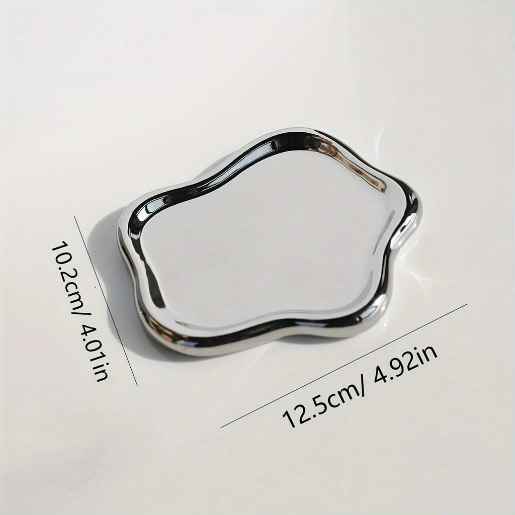 1Pv Ceramic Jewelry Tray, Cloud Shape Trinket Dish Vanity Organizer Tray for Jewelry, Ring Trinket Dish, Key Tray Jewelry Holder