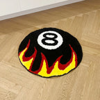 8 Ball Flammen Teppich Weich und Rutschfest