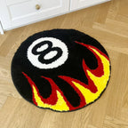 8 Ball Flammen Teppich Weich und Rutschfest